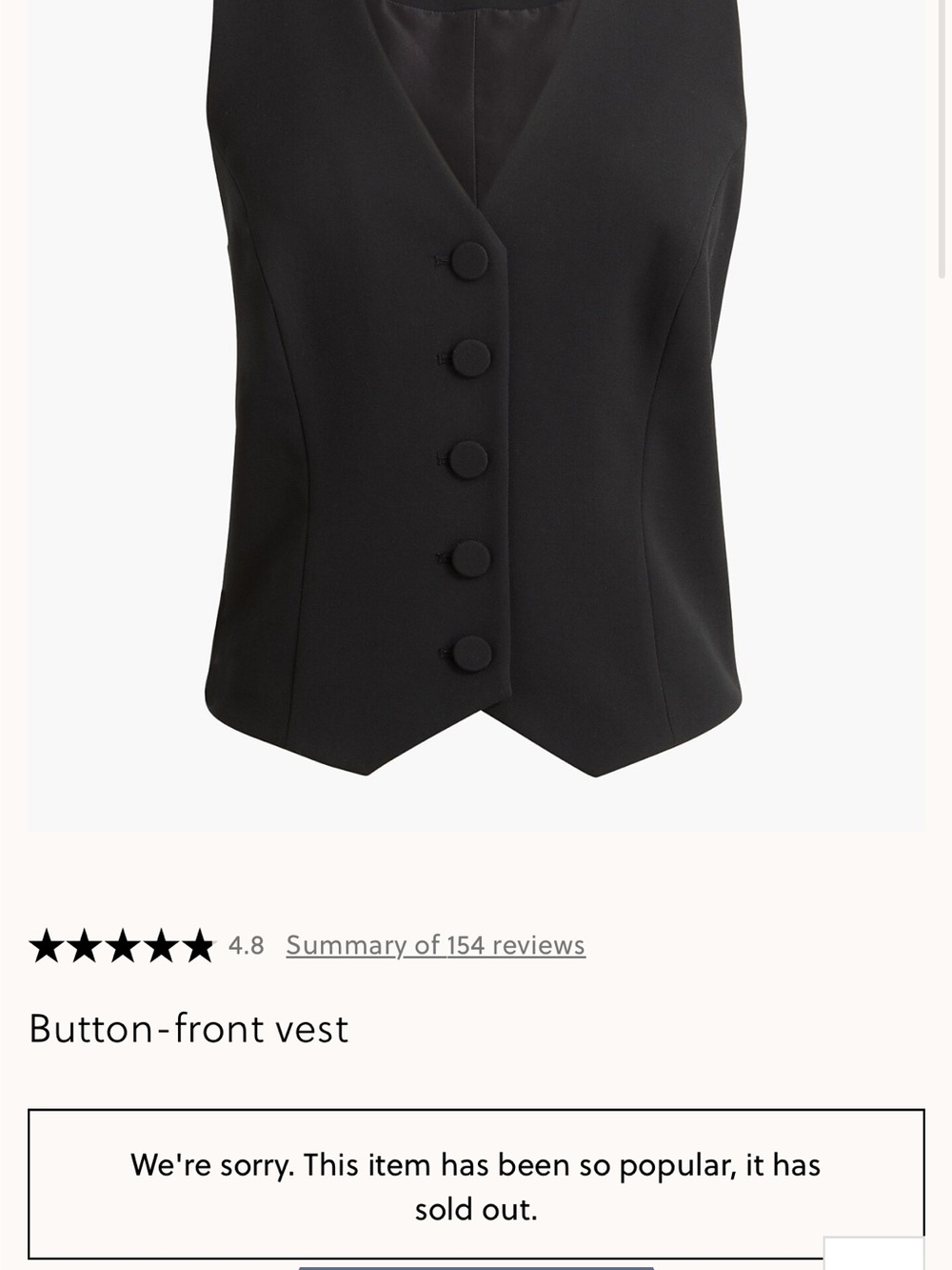 J. Crew Black Vest with Covered Buttons